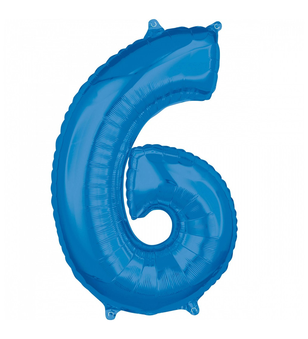Fóliový balónik "6" - modrý