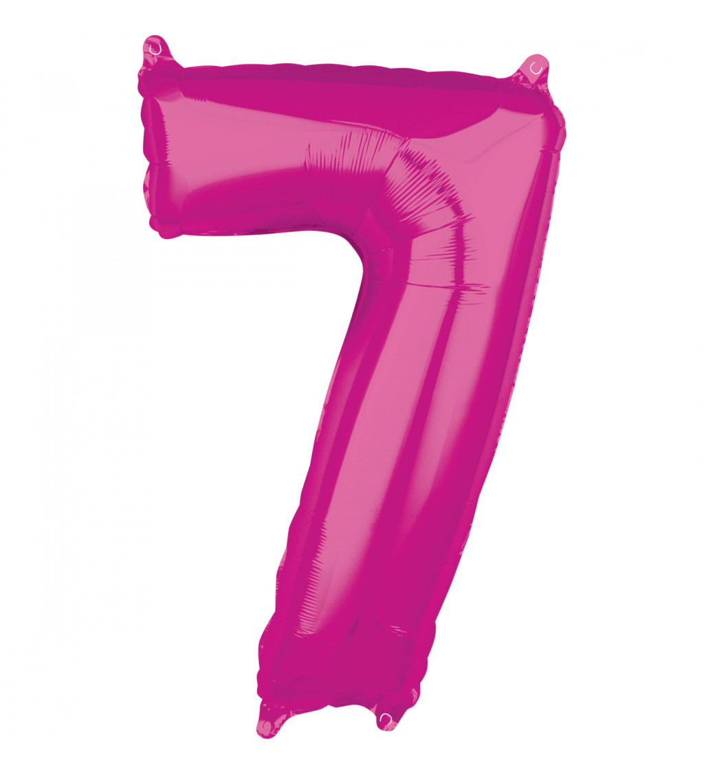 Fóliový balónik "7" - ružový
