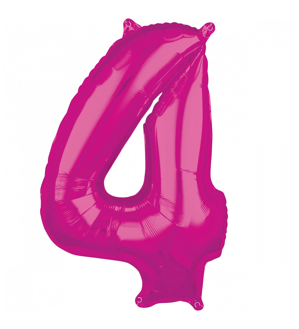 Fóliový balónik "4" - ružový