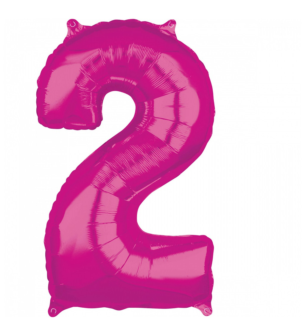 Fóliový balónik "2" - ružový