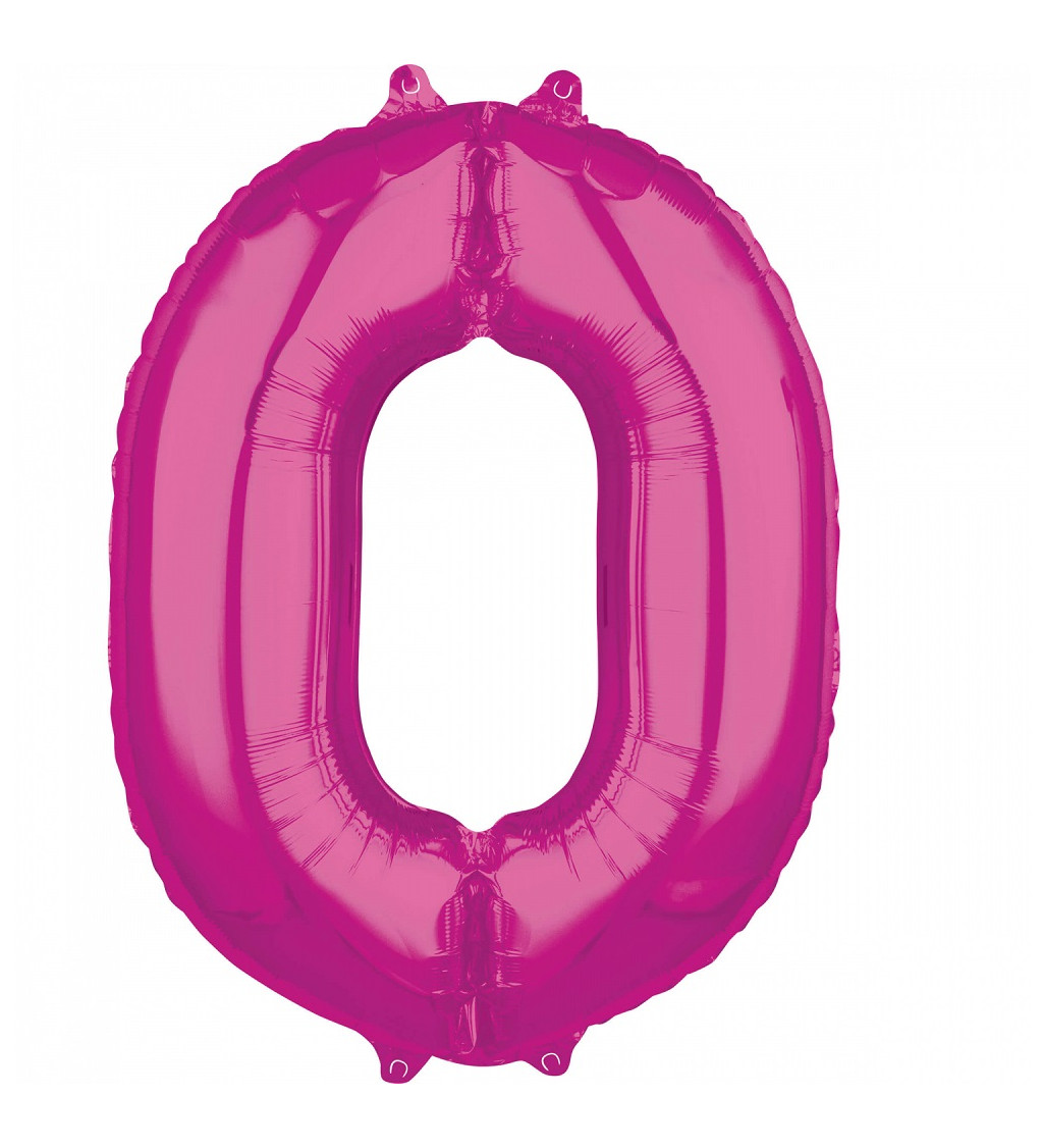 Fóliový balónik "0" - ružový