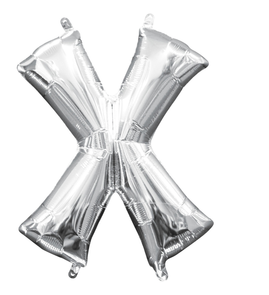 Fóliový balónik "X" -strieborný
