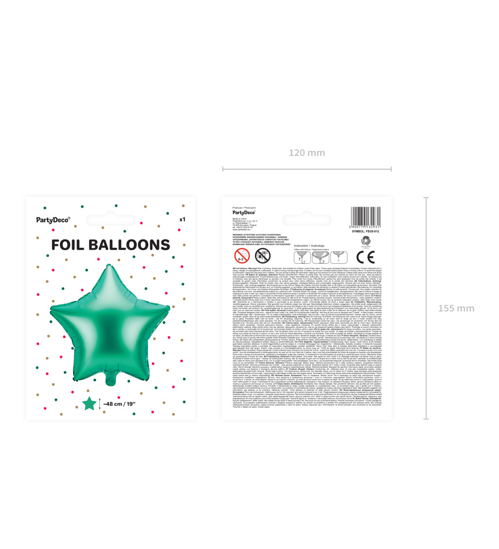 Fóliový balónik Hviezda, zamatová zelená