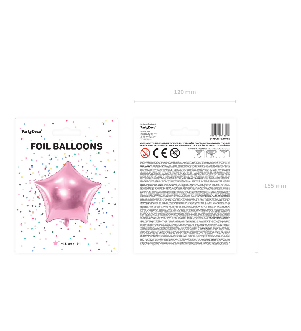 Fóliový balón Hviezda, ružový