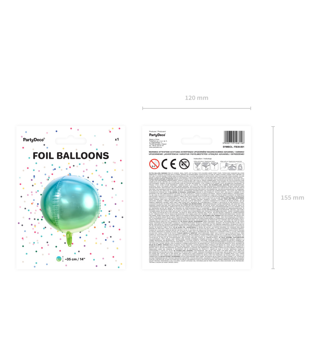 Zeleno-modrý balónik metalický