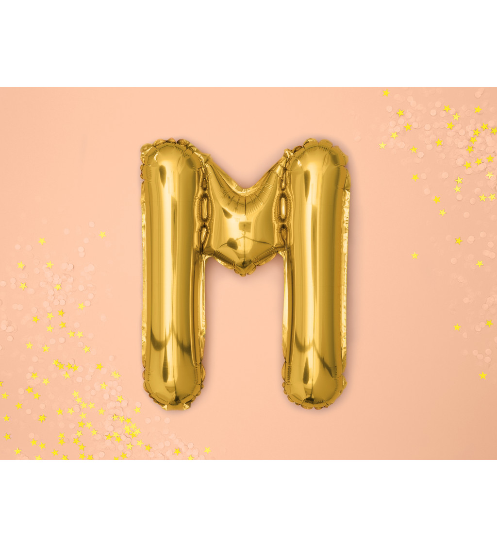 Fóliový balónik so zlatým písmenom M