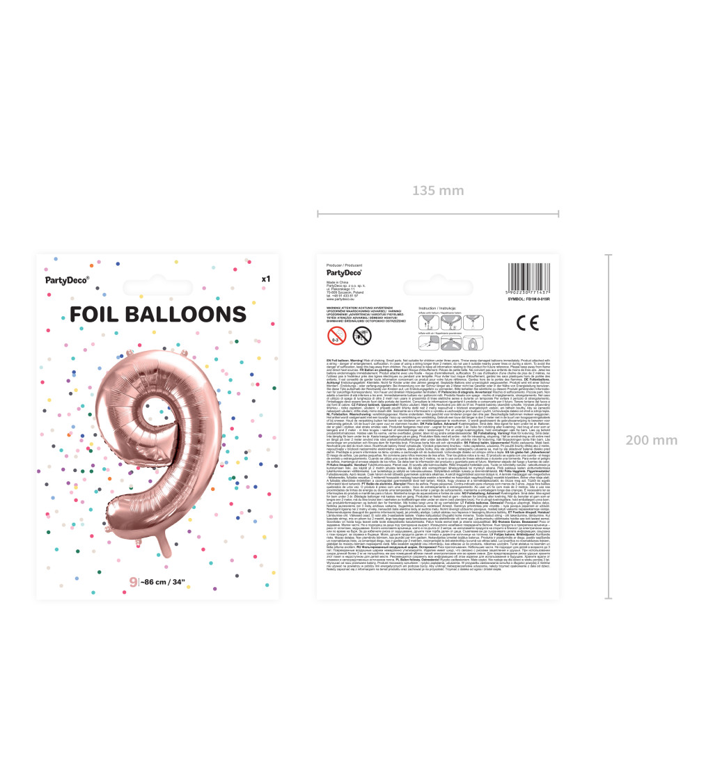 Fóliový balónik ružovo-zlatý 9