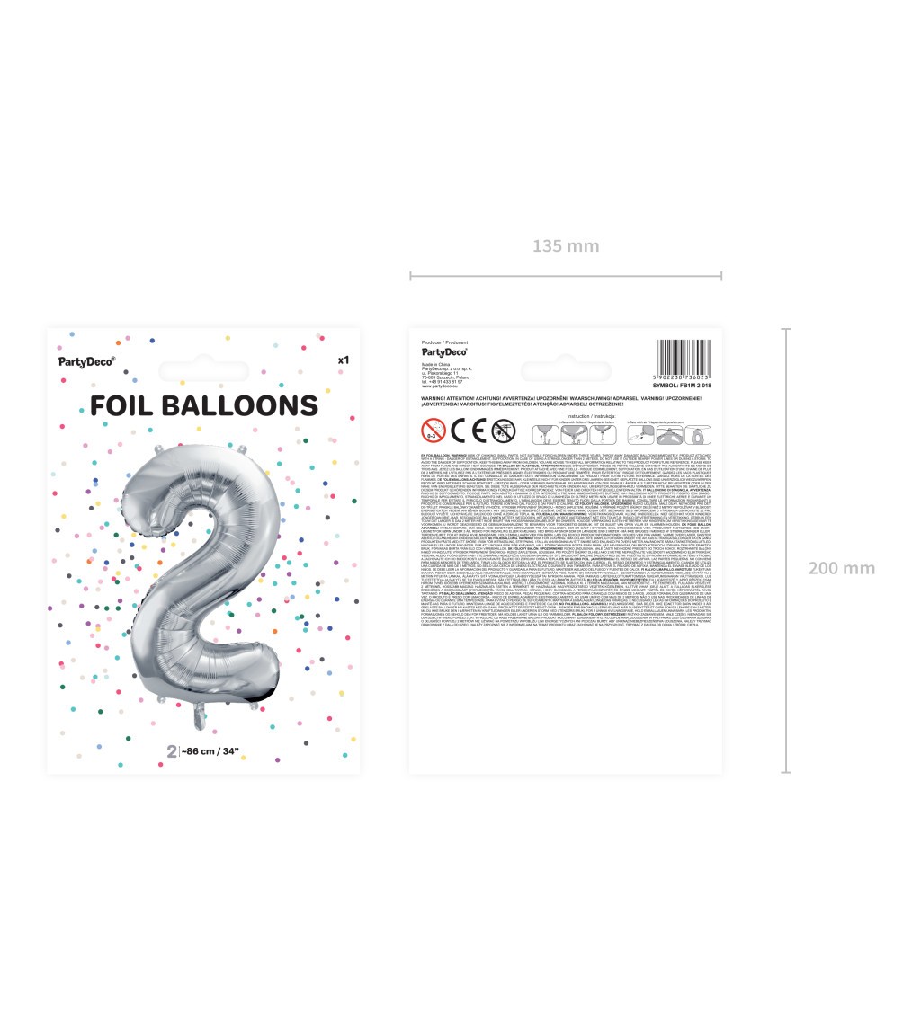 Fóliový balón 2 - strieborný