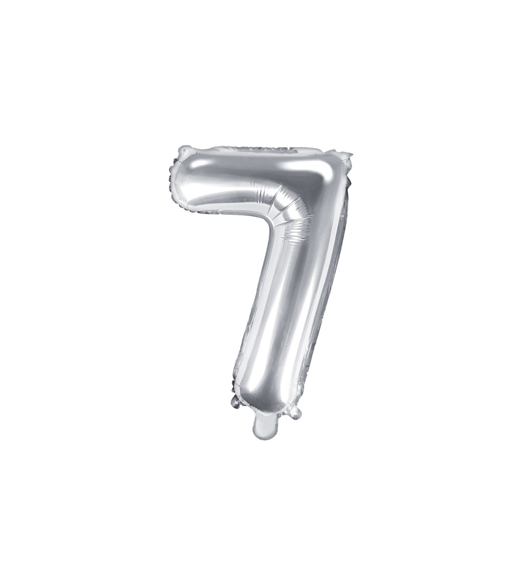 Fóliový balónik "7" - strieborný mini