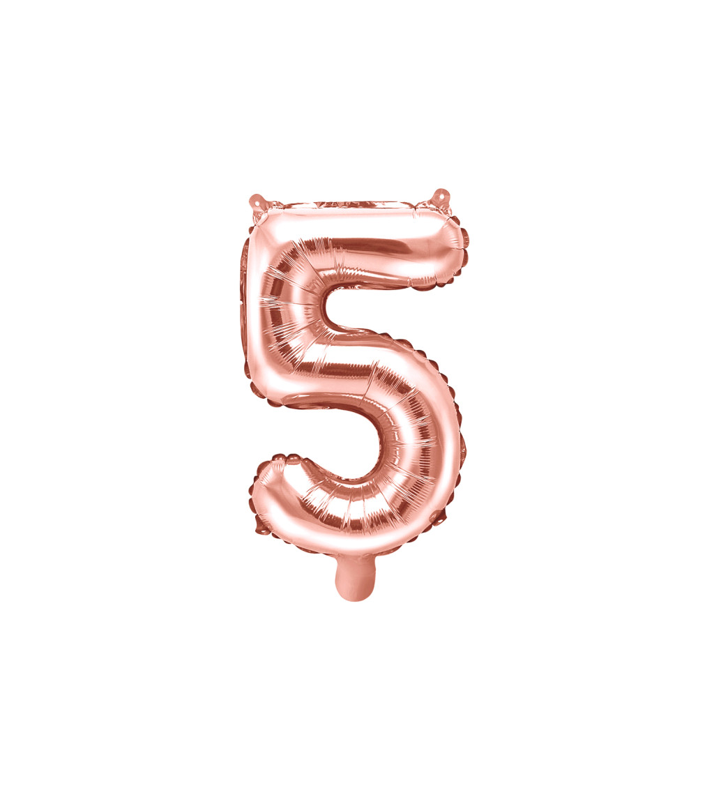 Fóliový balónik "5" - rose gold mini