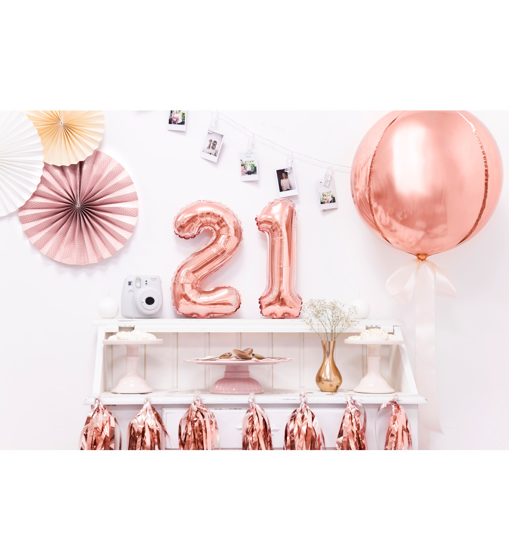 Fóliový balónik "2" - rose gold mini