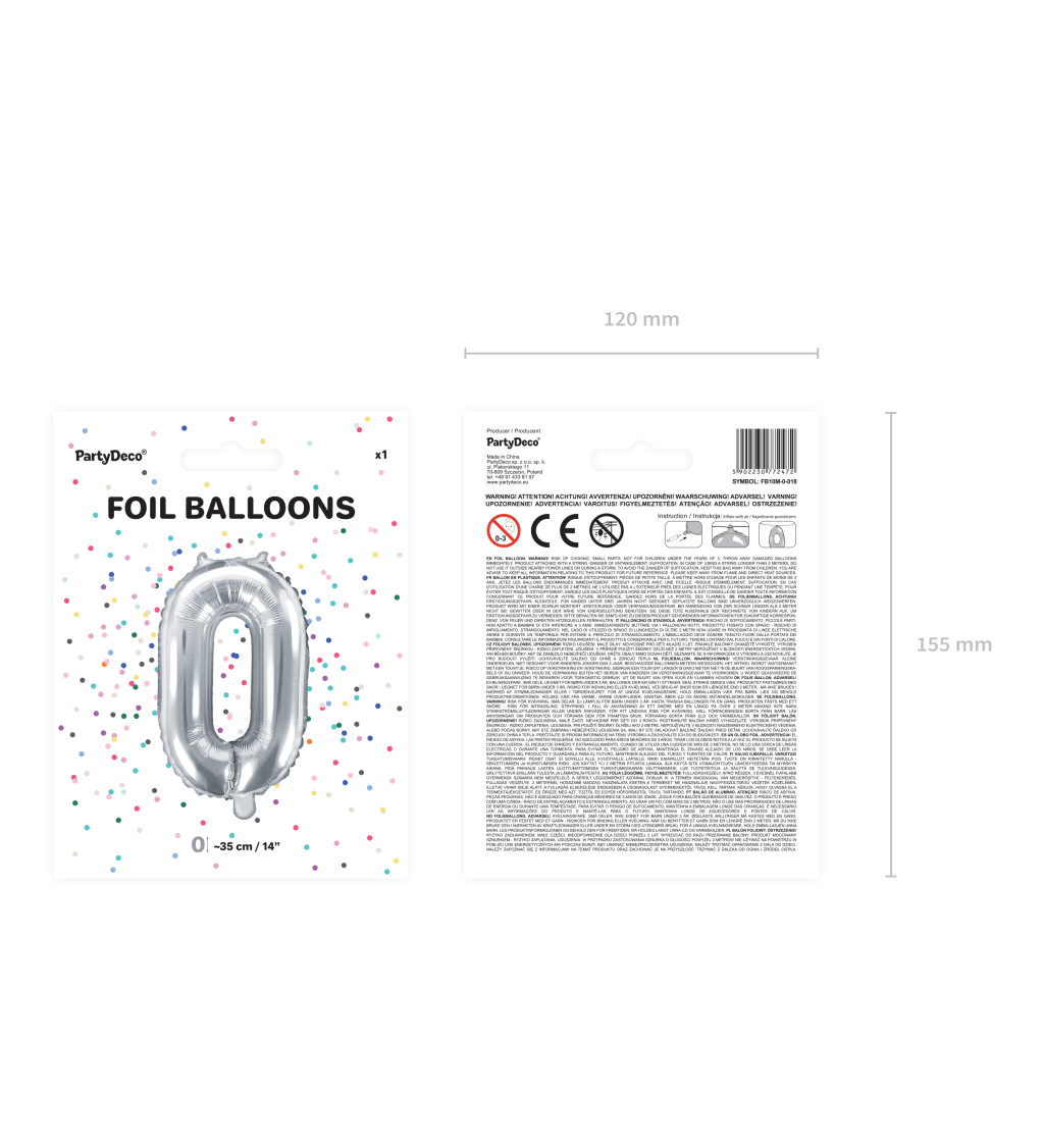 Fóliový strieborný balón 0