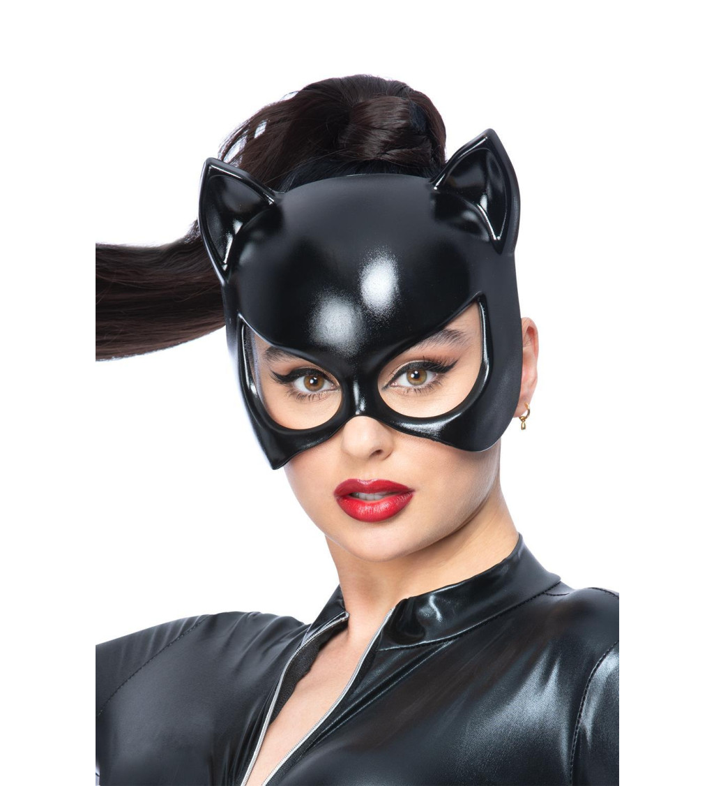 Kožená dámska maska Mačka