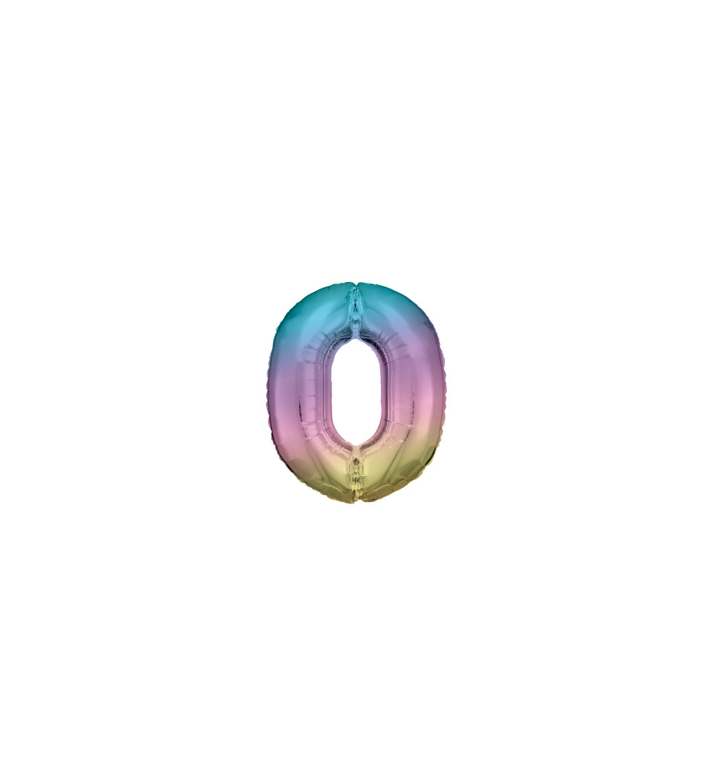 Fóliový balónik "0" - dúhový