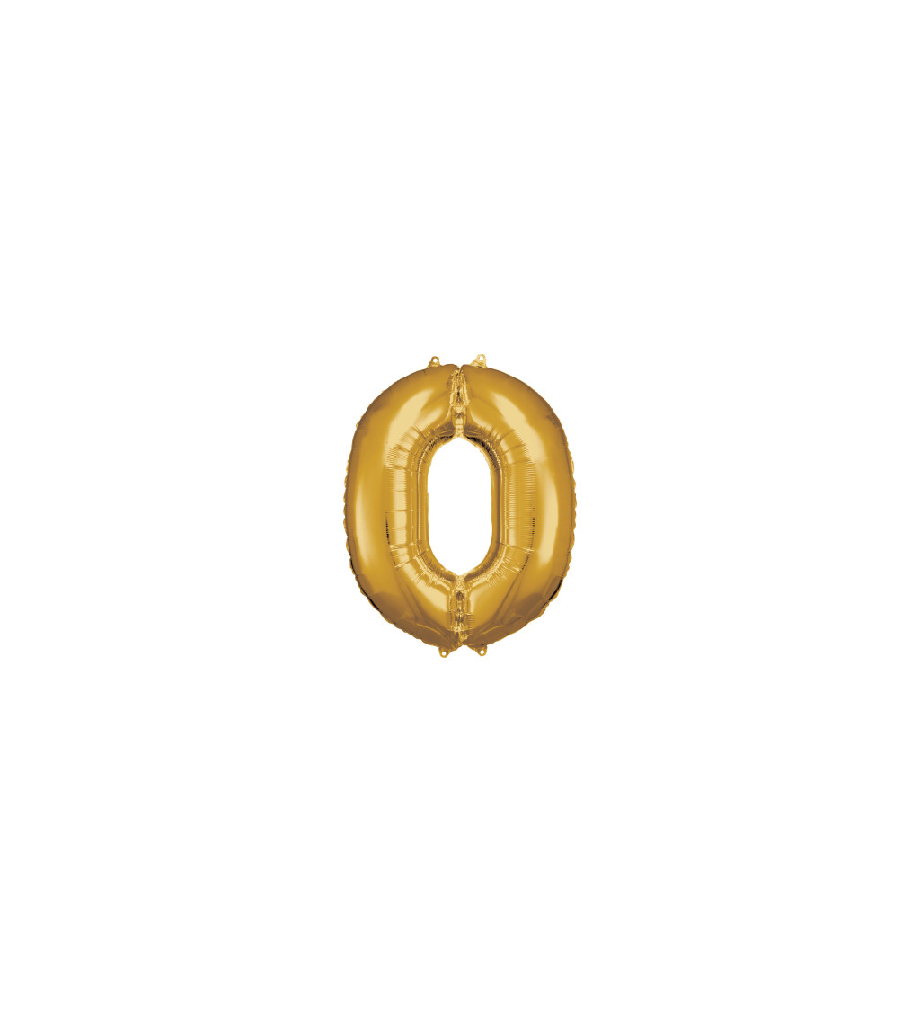Fóliový balónik "0" - zlatý 88cm