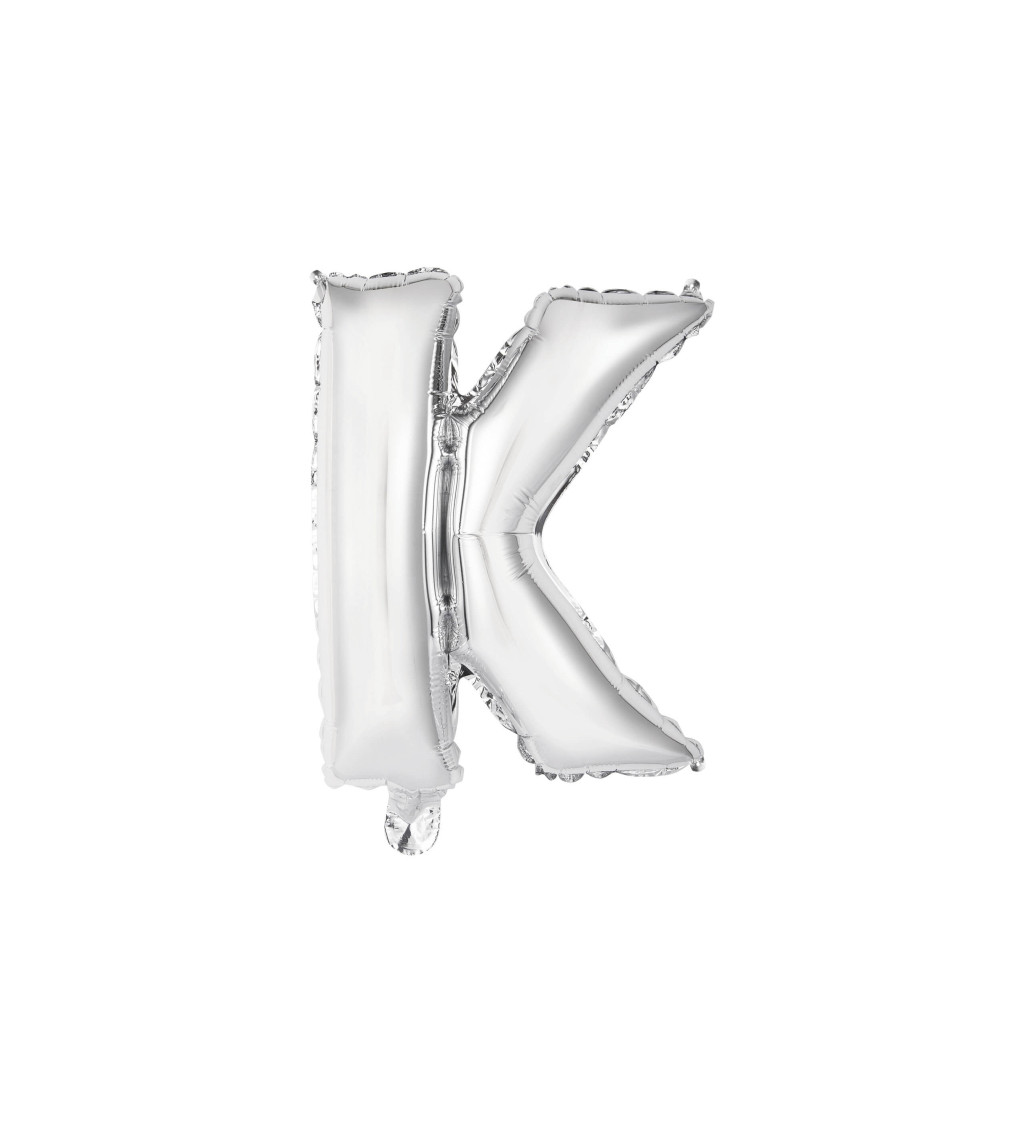 Fóliový balónik "K" - strieborný 33cm