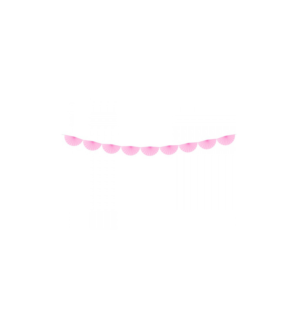 Girlanda - vejáriky svetlo ružové, menšie