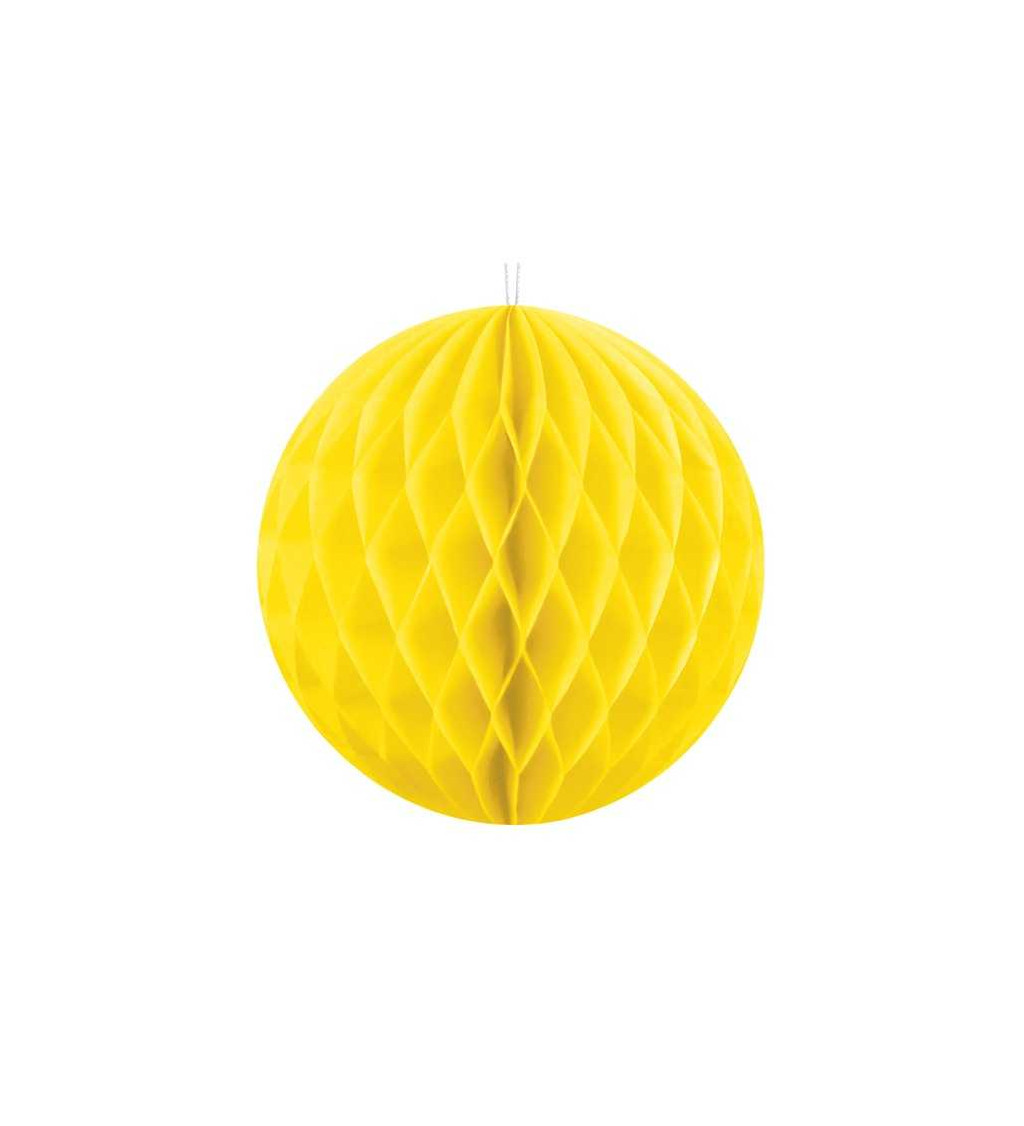 Papierová dekoračná guľa - žltá