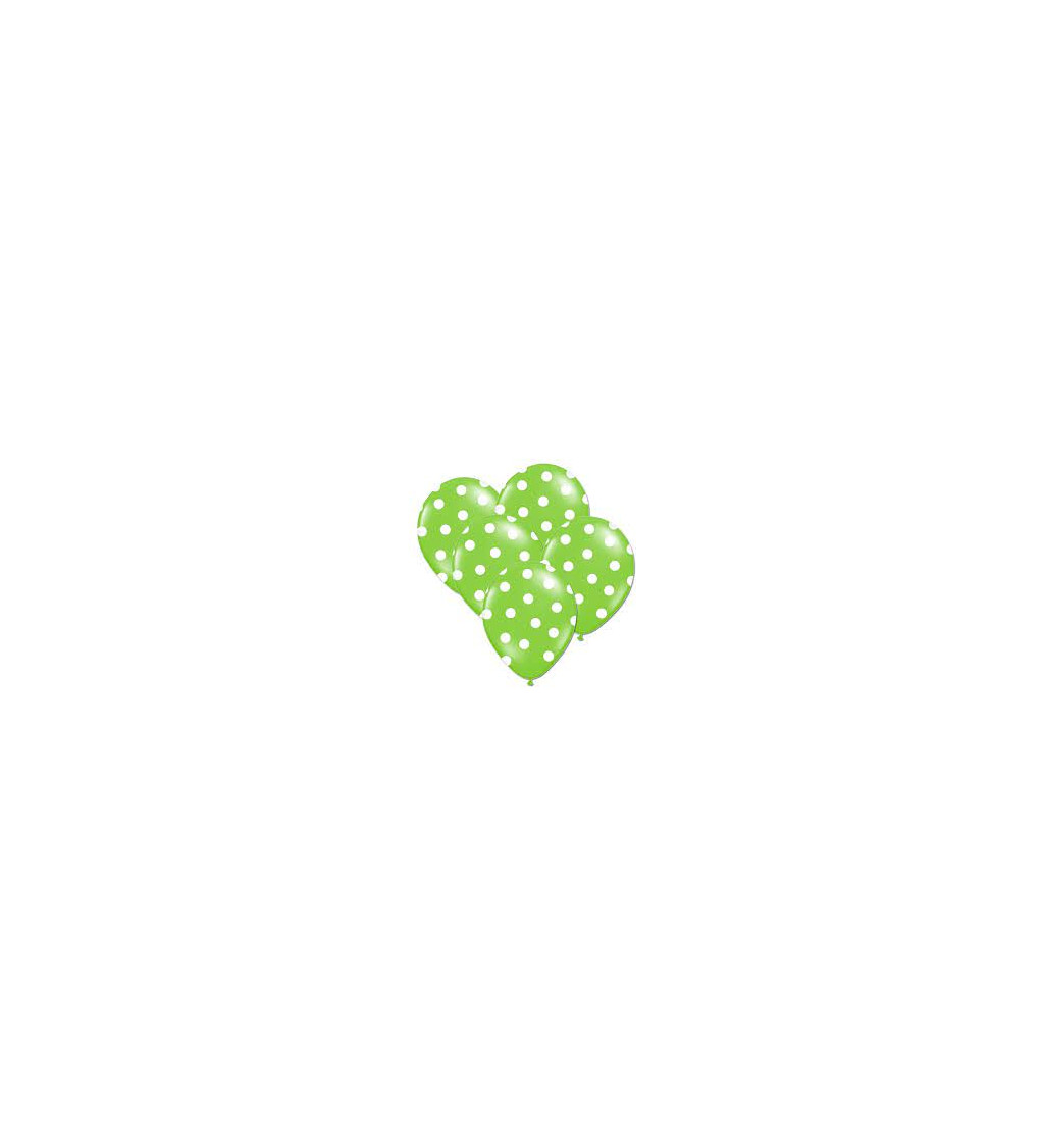Zelený balón s bielymi bodkami