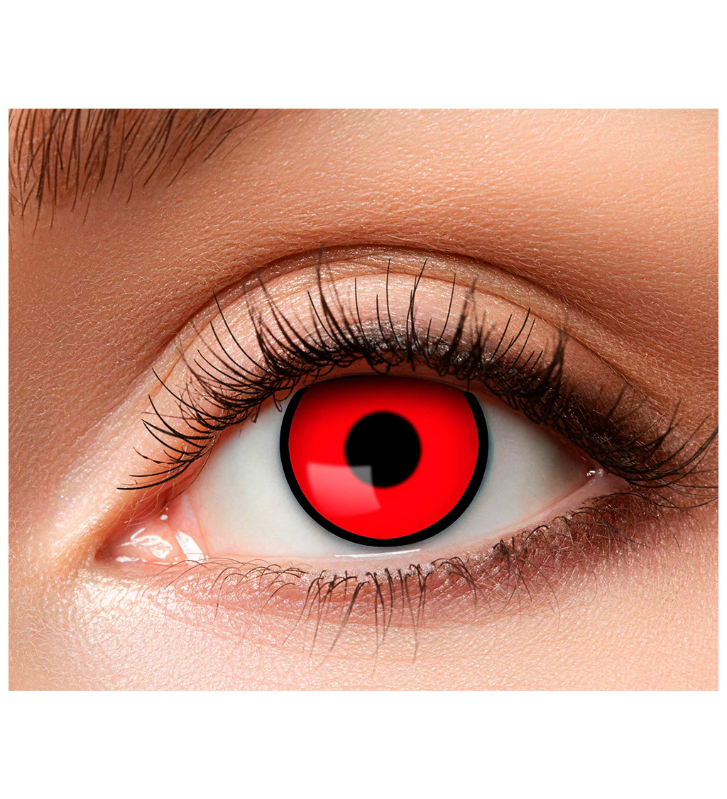Kontaktné šošovky - červené s červeným lemovaním