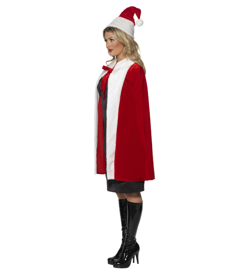 Luxusný červený plášť s klobúkom