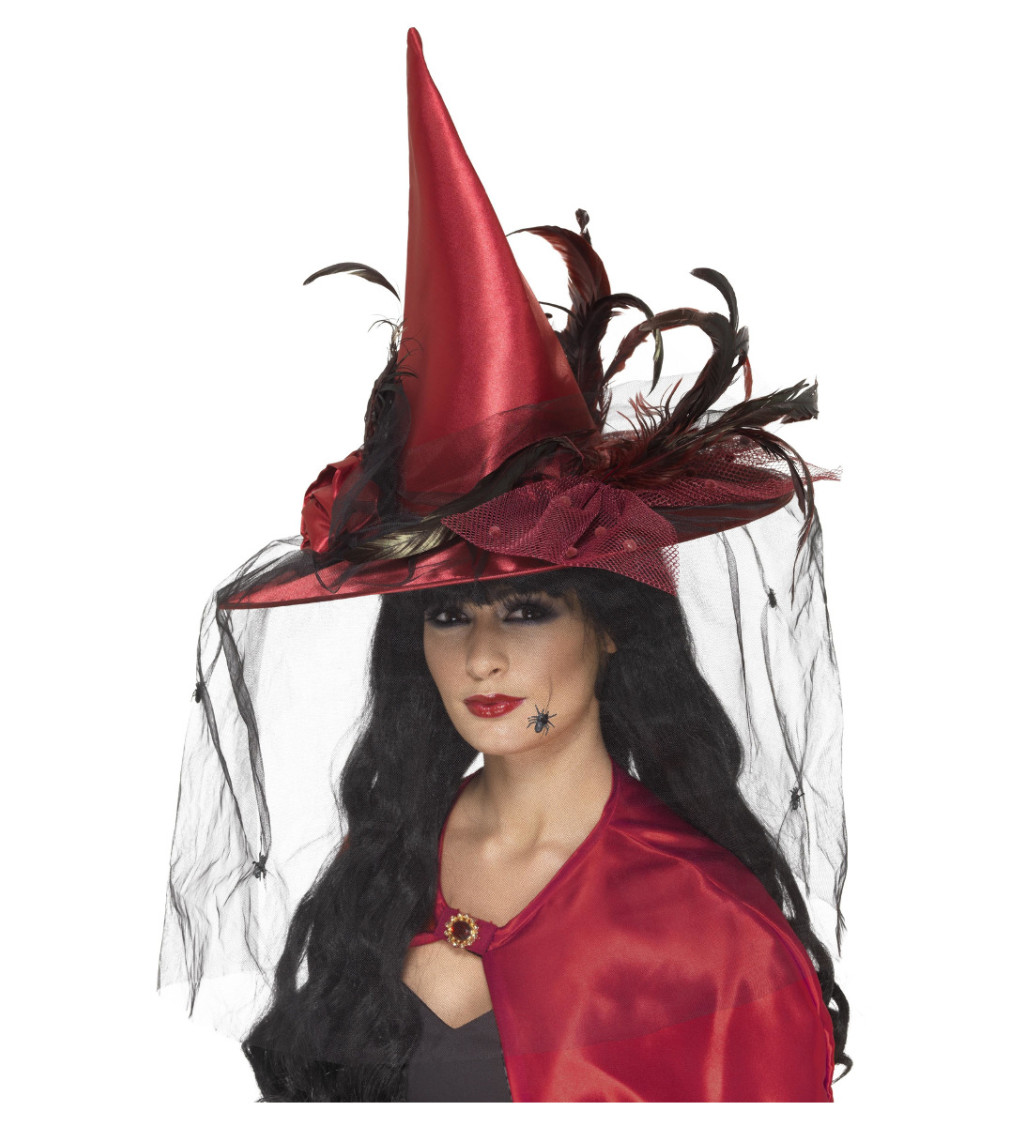 Čarodejnícky klobúk deluxe - červený
