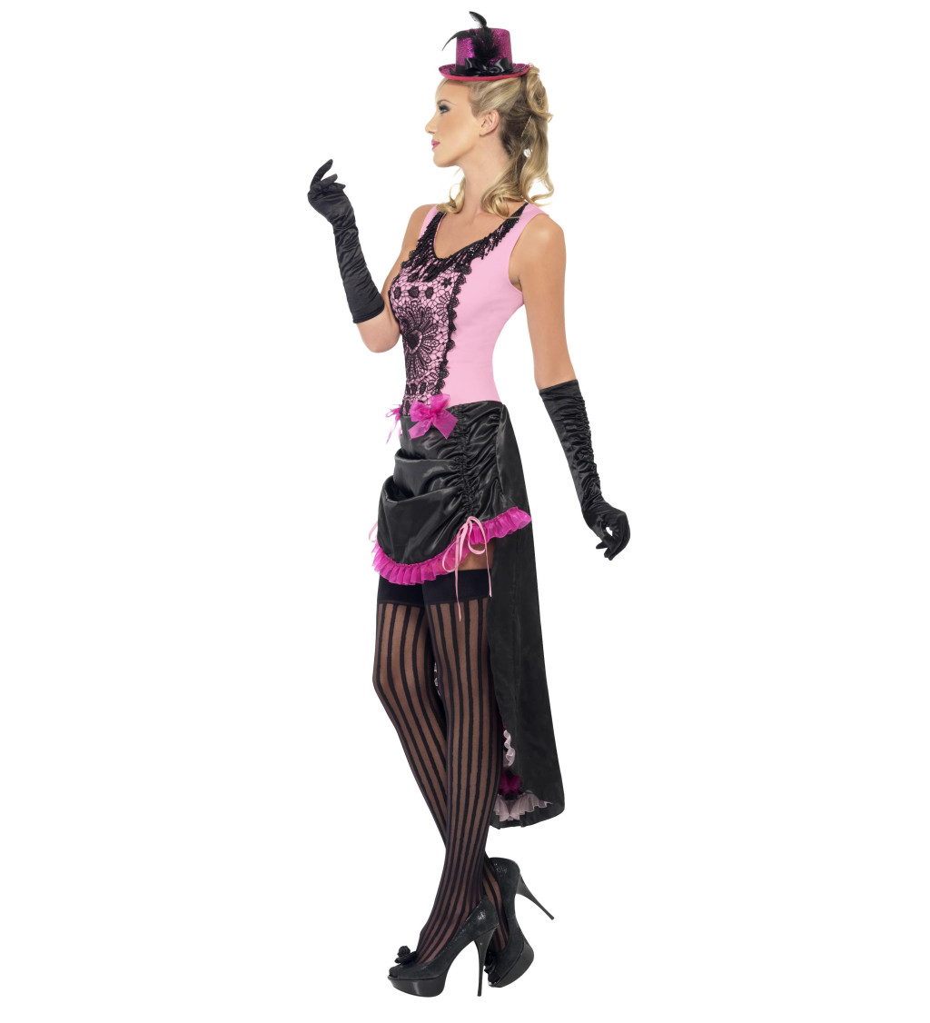 Kostým tanečnice Burlesque - ružovo-čierny