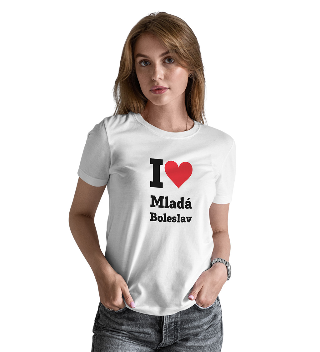Dámske tričko biele - I love Mladá Boleslav