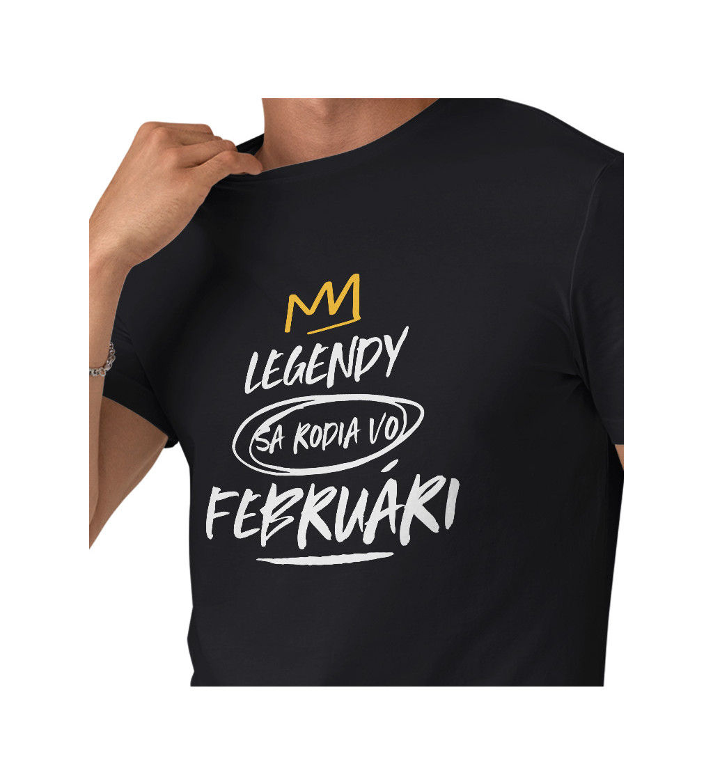 Pánske tričko čierne - Legendy sa rodia v februári