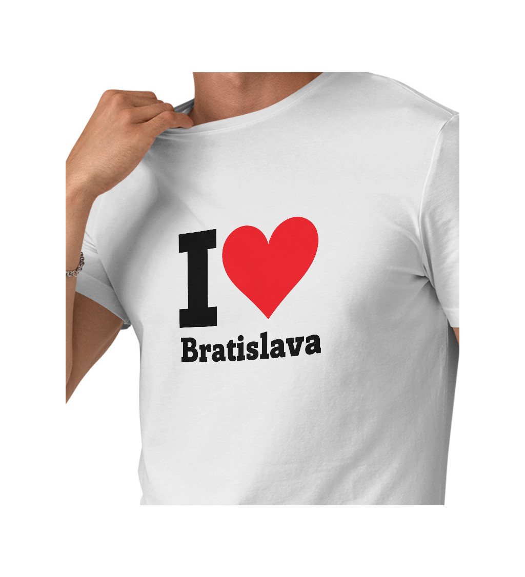 Pánske tričko biele - I love Bratislava
