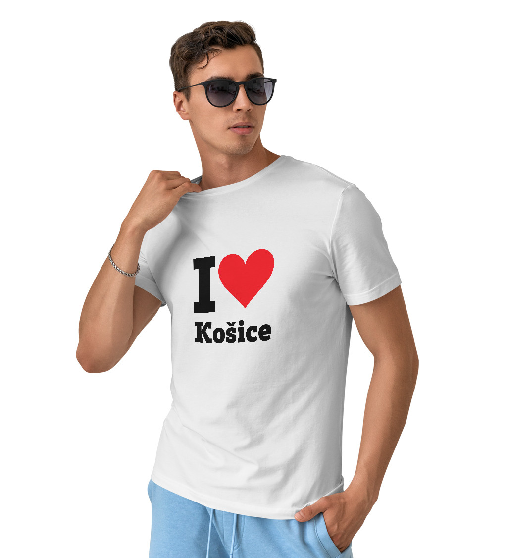 Pánske tričko biele - I love Košice