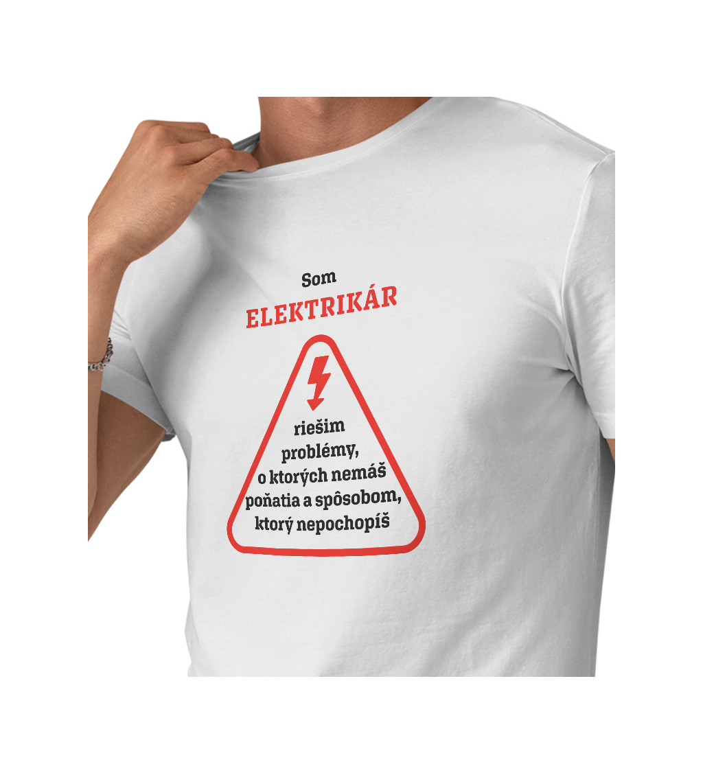 Pánske tričko biele - Som elektrikár