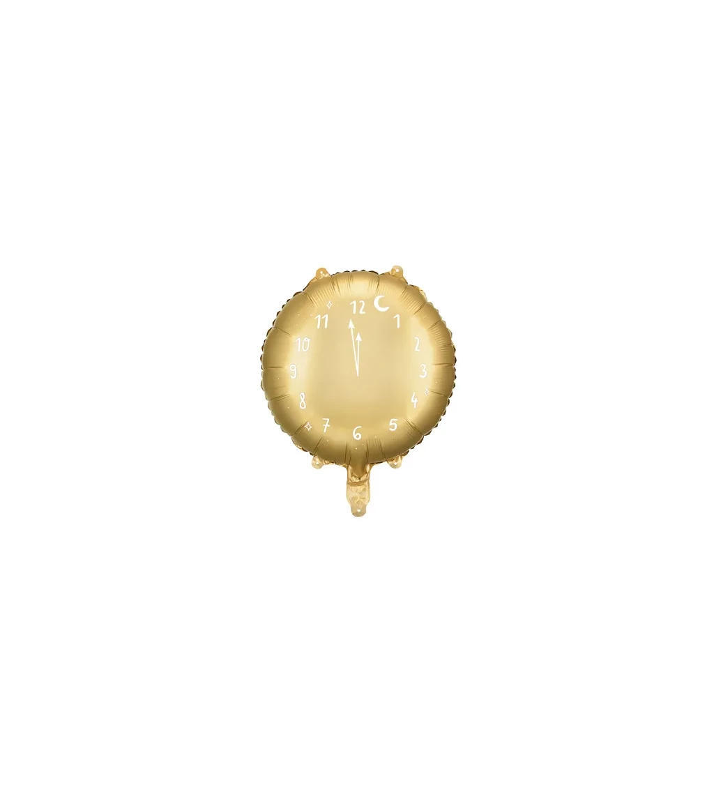 Fóliový balónik Hodiny, zlatý