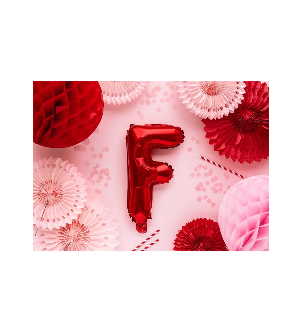 Fóliový balónik "F", červený 35 cm