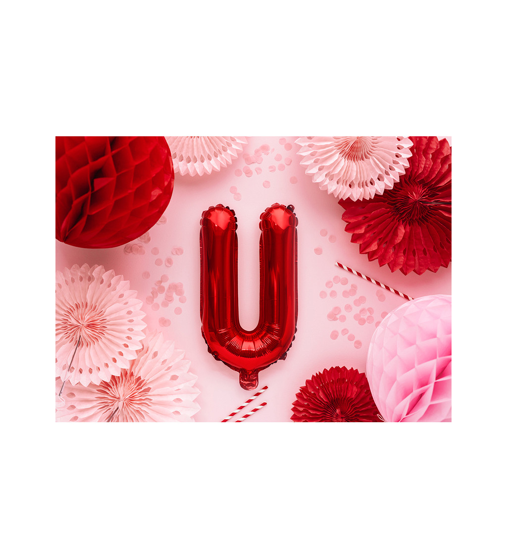 Fóliový balónik "U", červený 35 cm