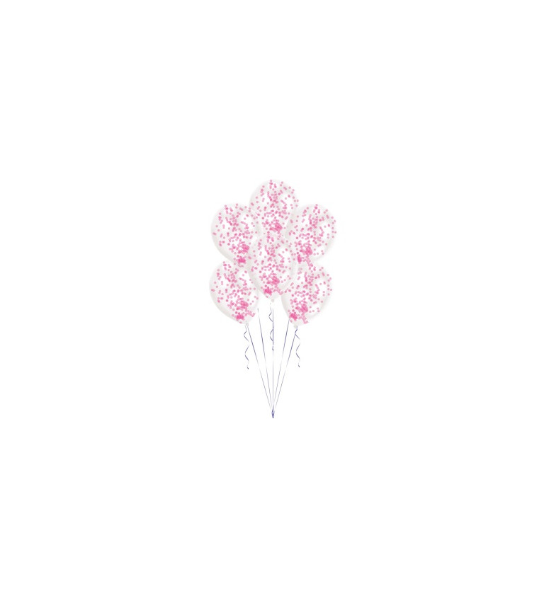 Priehľadné balóny s ružovými konfetami