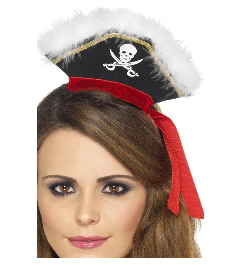 Mini klobúk Pirátka - na čelenke