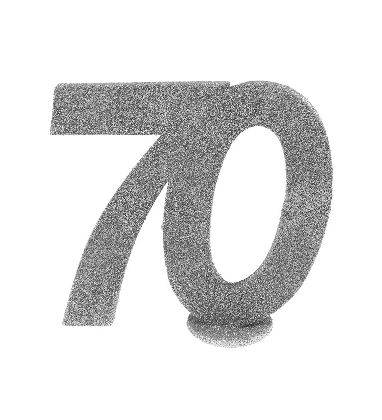 Strieborná dekorácia v tvare čísla 70