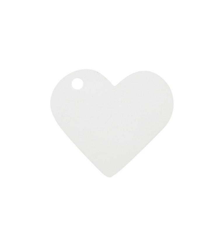 Menovky v tvare srdca v bielej farbe