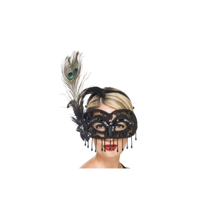 Benátska maska ​​Colombina - krajka