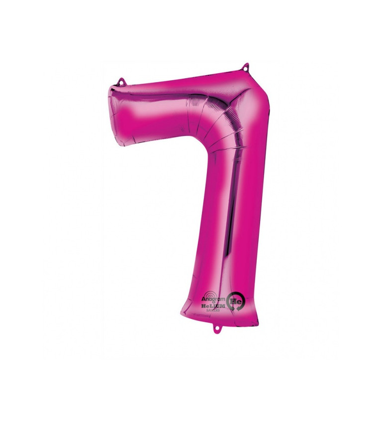 Fóliový balónik "7", ružový