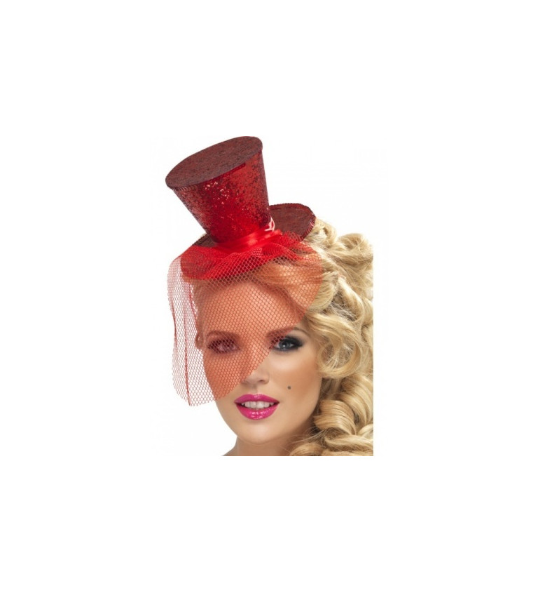 Mini klobúčik - červený