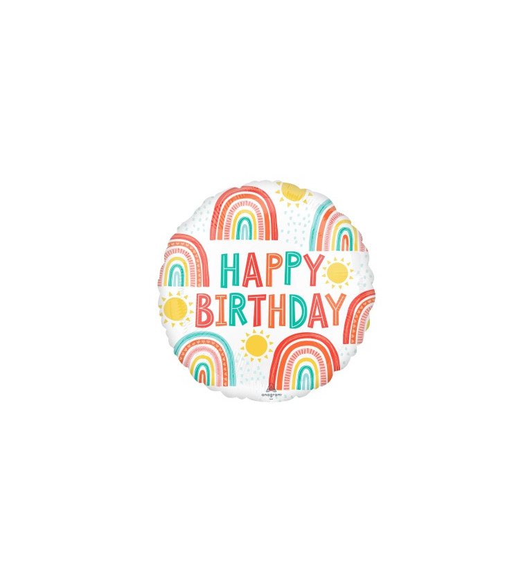 Fóliový balónik Happy birthday, dúhový