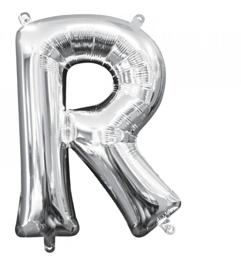 Balónik v tvare písmena R v striebornej farbe