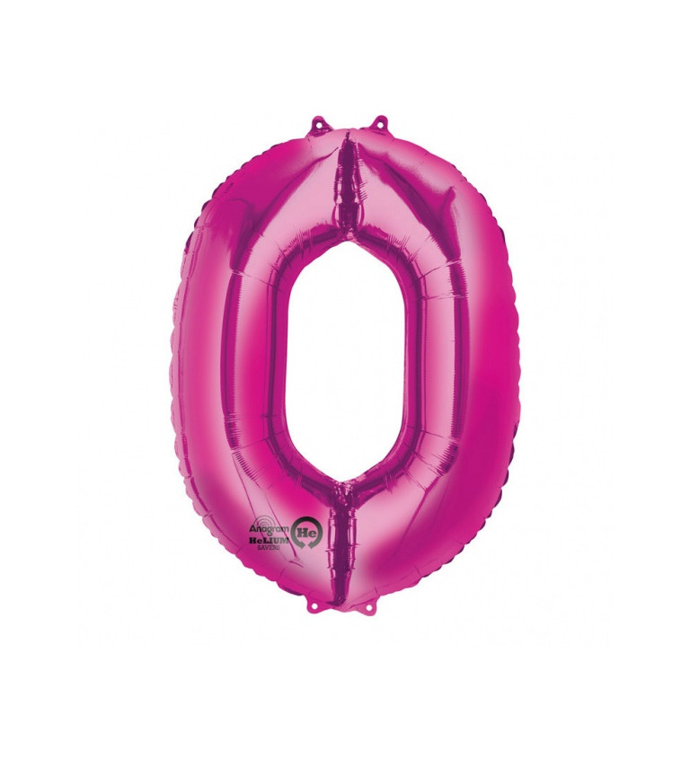 Ružový fóliový balónik v tvare 0