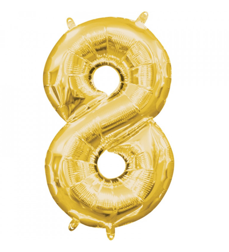 Balón zlatej farby v tvare čísla 8