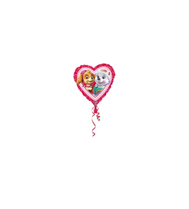 Fóliový balón Tlapková patrola - dievčatko v tvare srdca