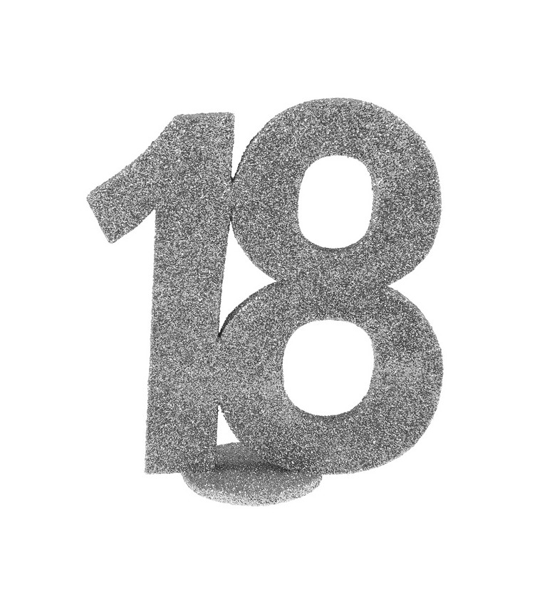 Strieborná dekorácia v tvare čísla 18