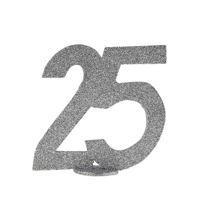 Strieborná dekorácia v tvare čísla 25