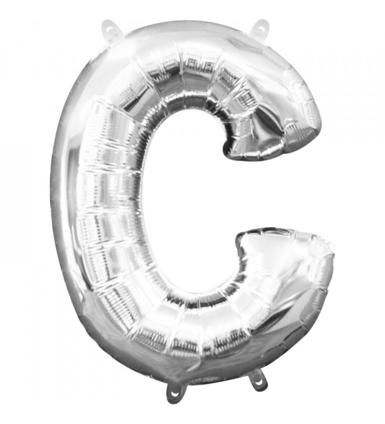 Strieborný fóliový balónik v tvare písmena C